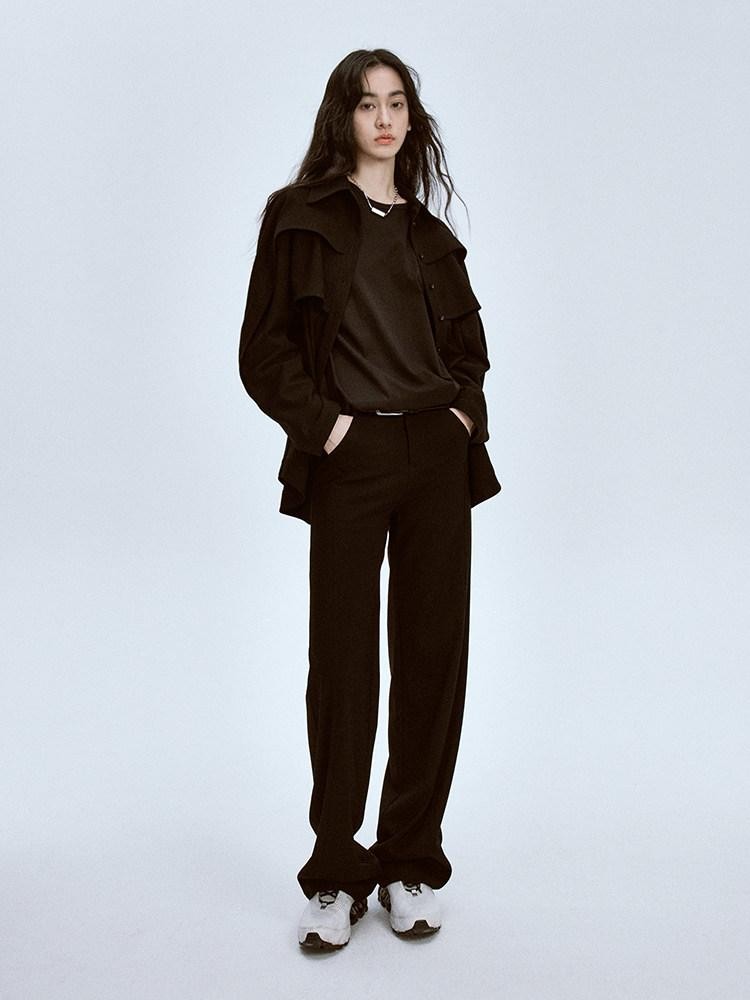 FUSSED Polo Collar Straight Cut Button Front Women&