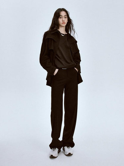 FUSSED Polo Collar Straight Cut Button Front Women&