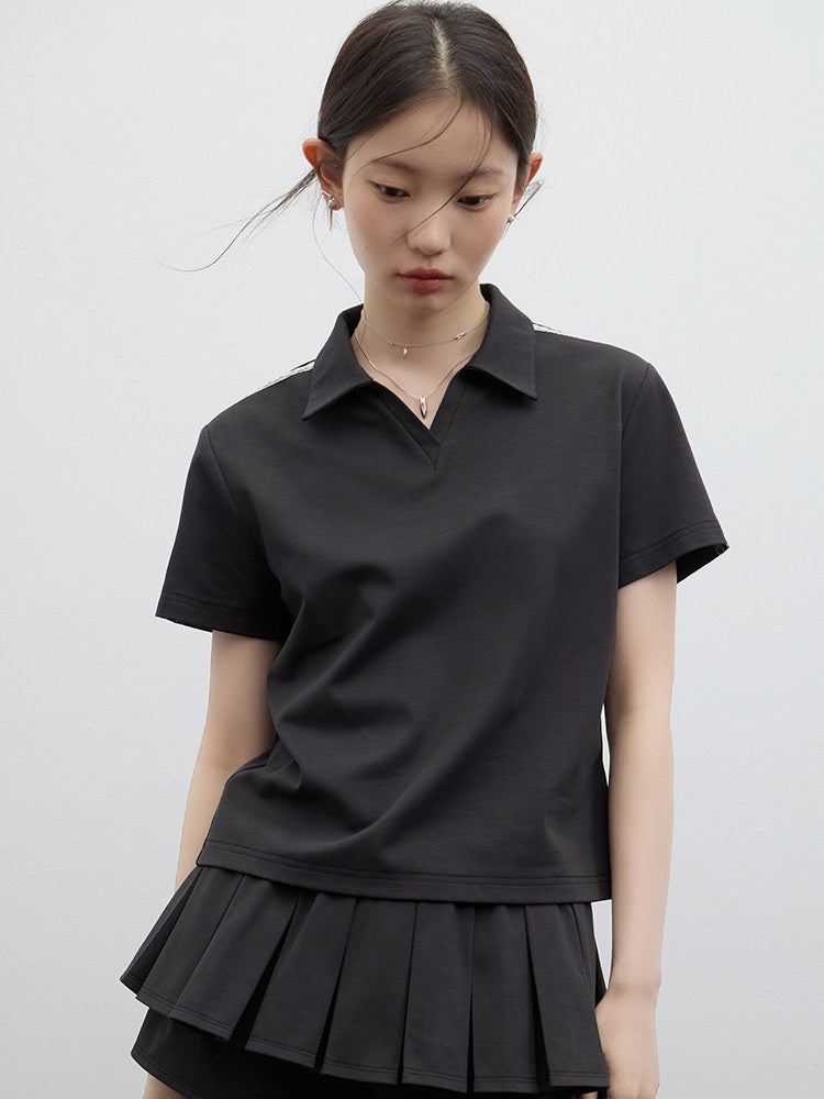 FUSSED_Polo_Collar_Two_Piece_Set_Girlish_Short_Sleeve_Pullover_Young_Women_T-Shirt_MISSTT