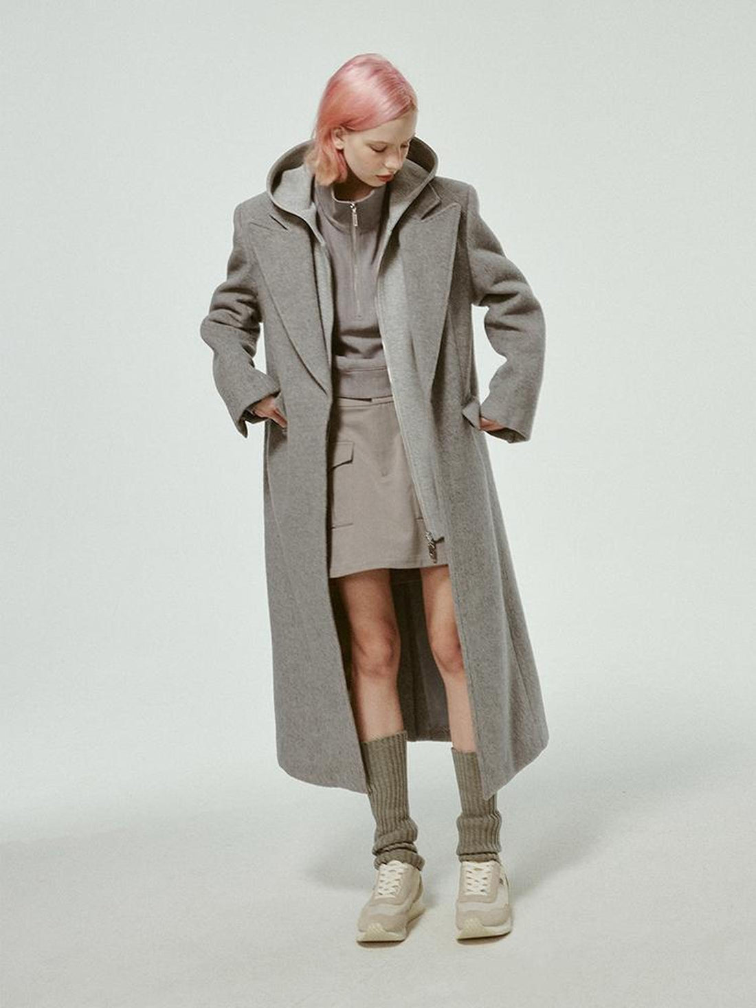 FUSSED Premium Australian Wool Double Faced Overcoat In Mist Grey