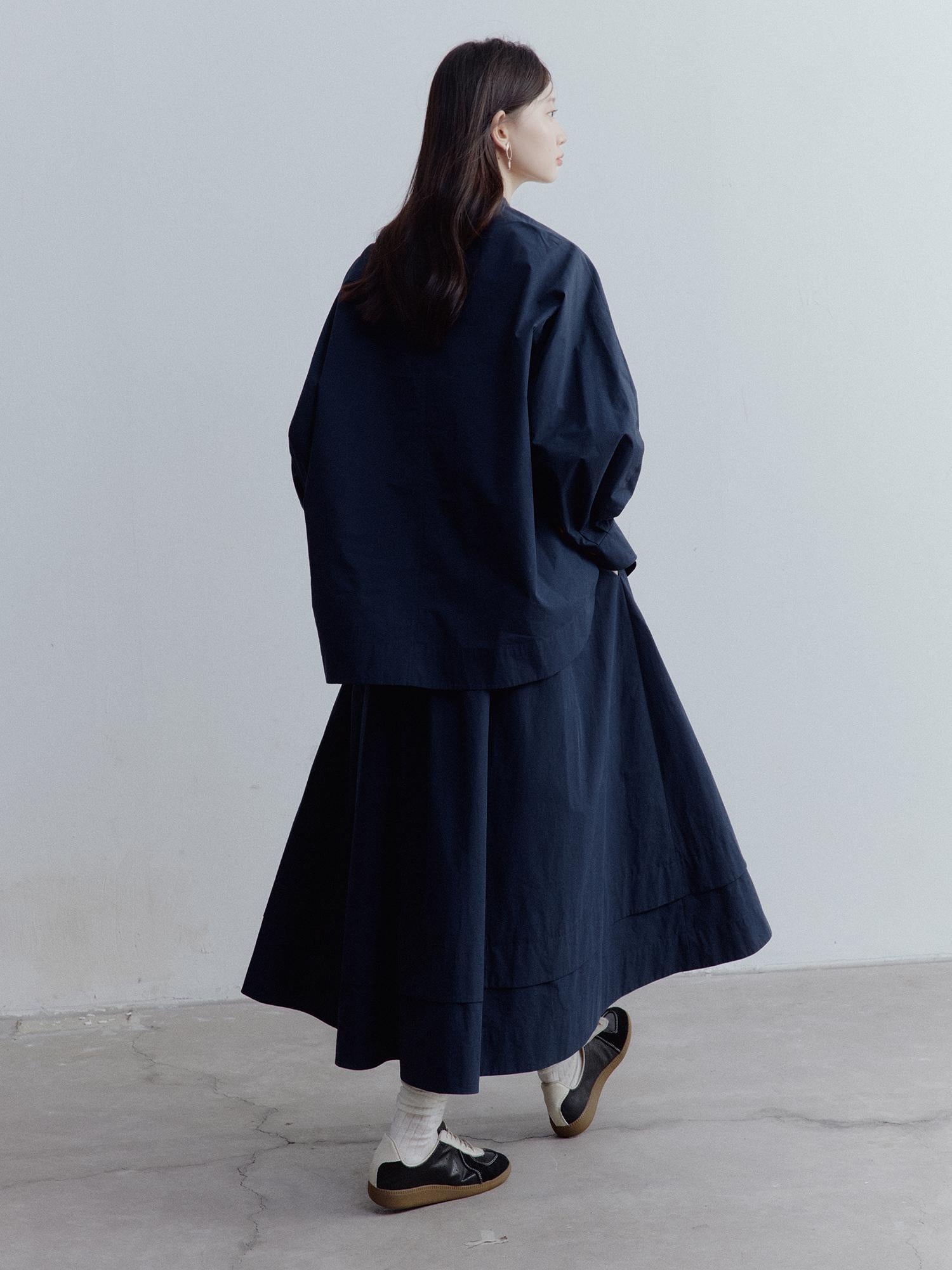 FUSSED Prussian Blue A Line Cut Out Sleeve Cotton Shirt