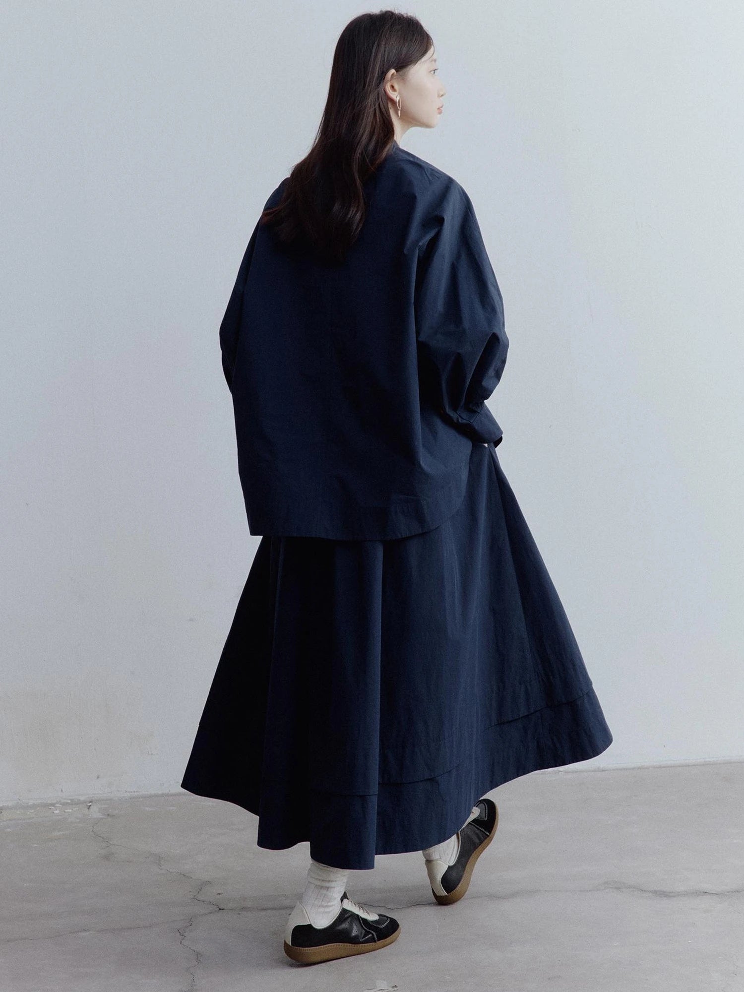 Prussian Blue A Line Cut Out Sleeve Cotton Shirt