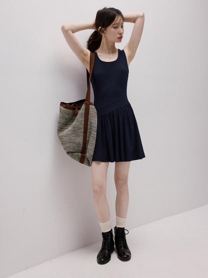 FUSSED Prussian Blue Asymmetric Multi Panel Knit Wrap Women&