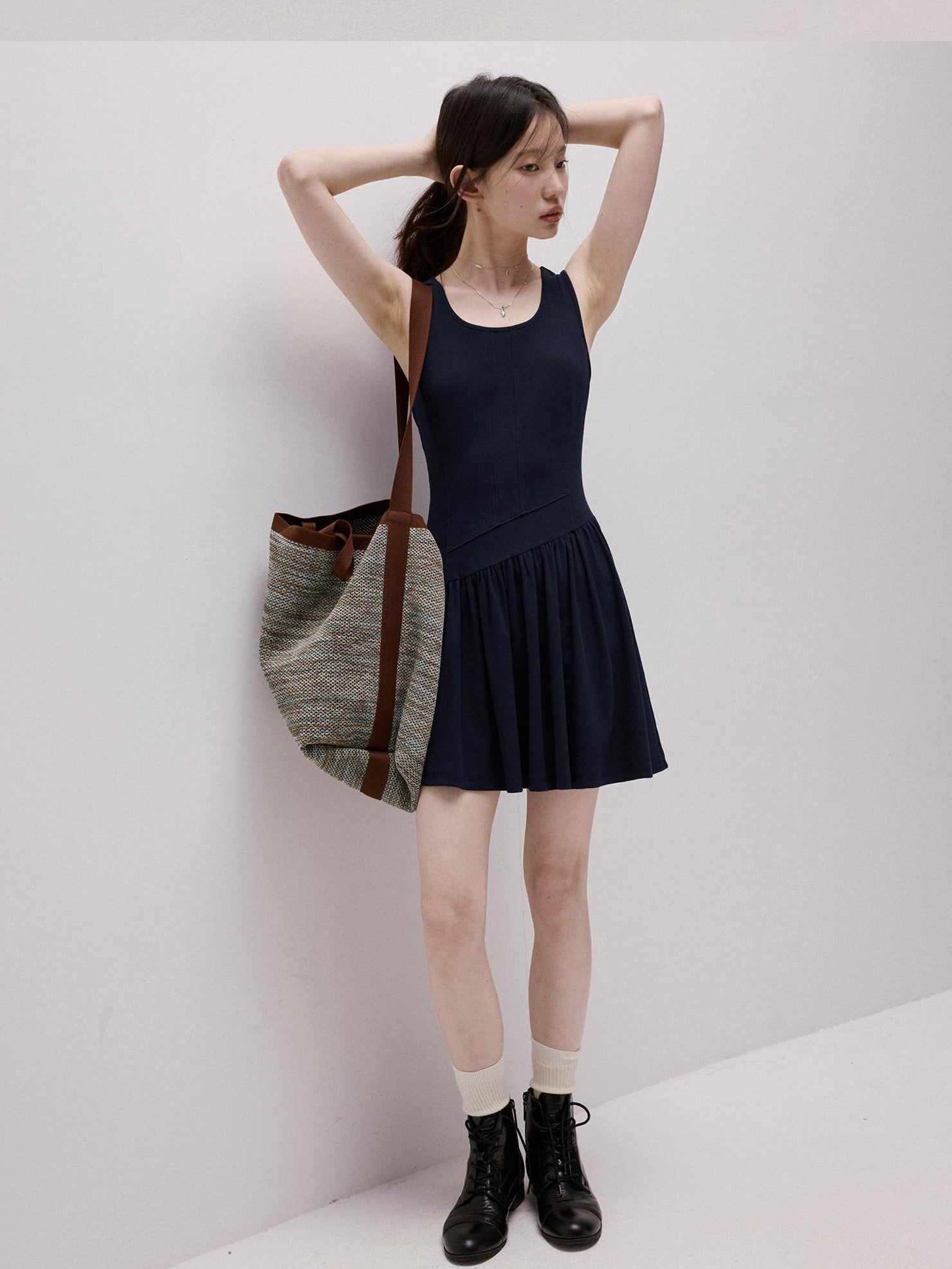 FUSSED Prussian Blue Asymmetric Multi Panel Knit Wrap Women&