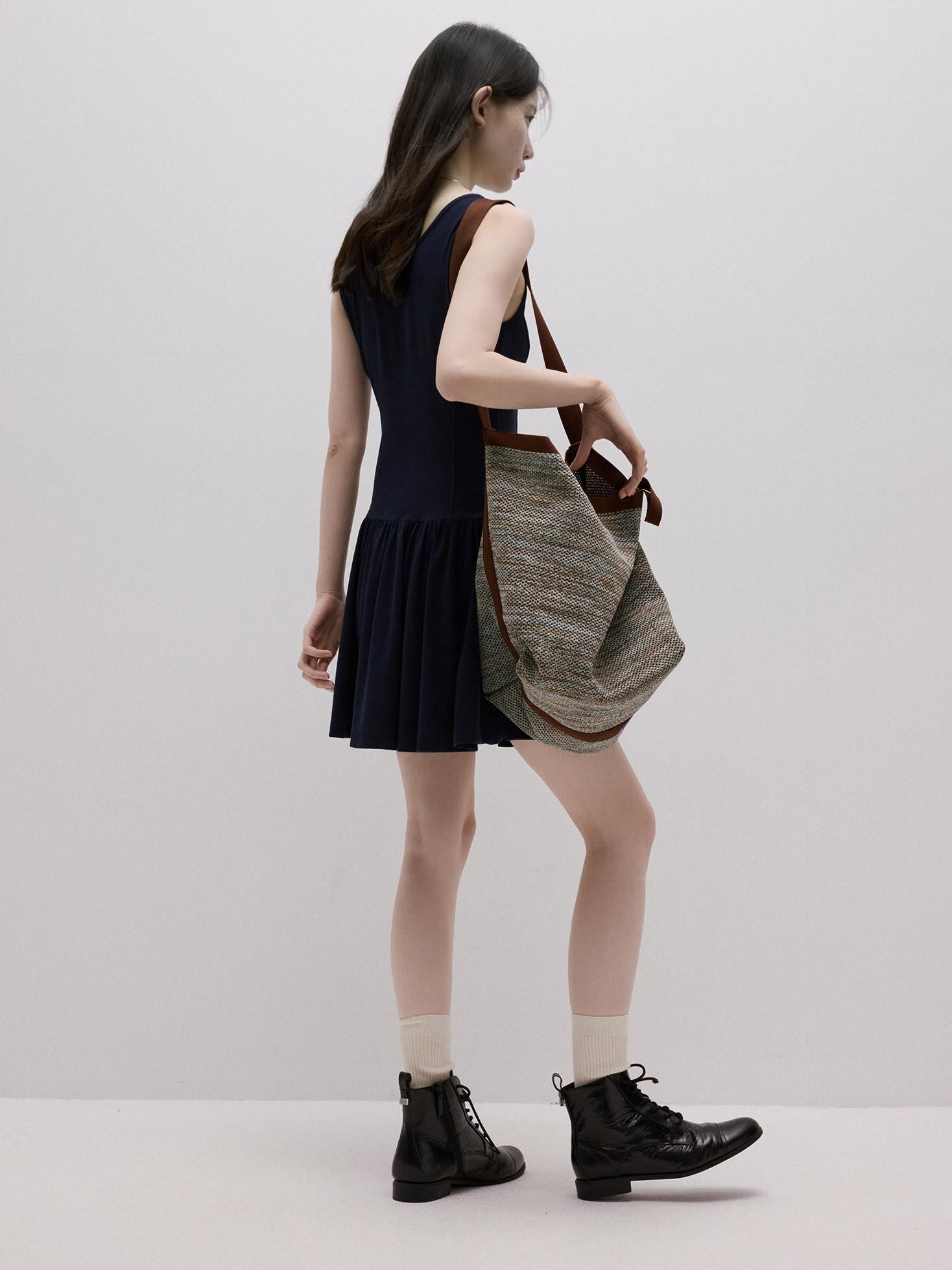 FUSSED Prussian Blue Asymmetric Multi Panel Knit Wrap Women&