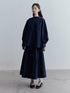 FUSSED_Prussian_Blue_Cotton_Layered_Ruched_A_Line_Women&