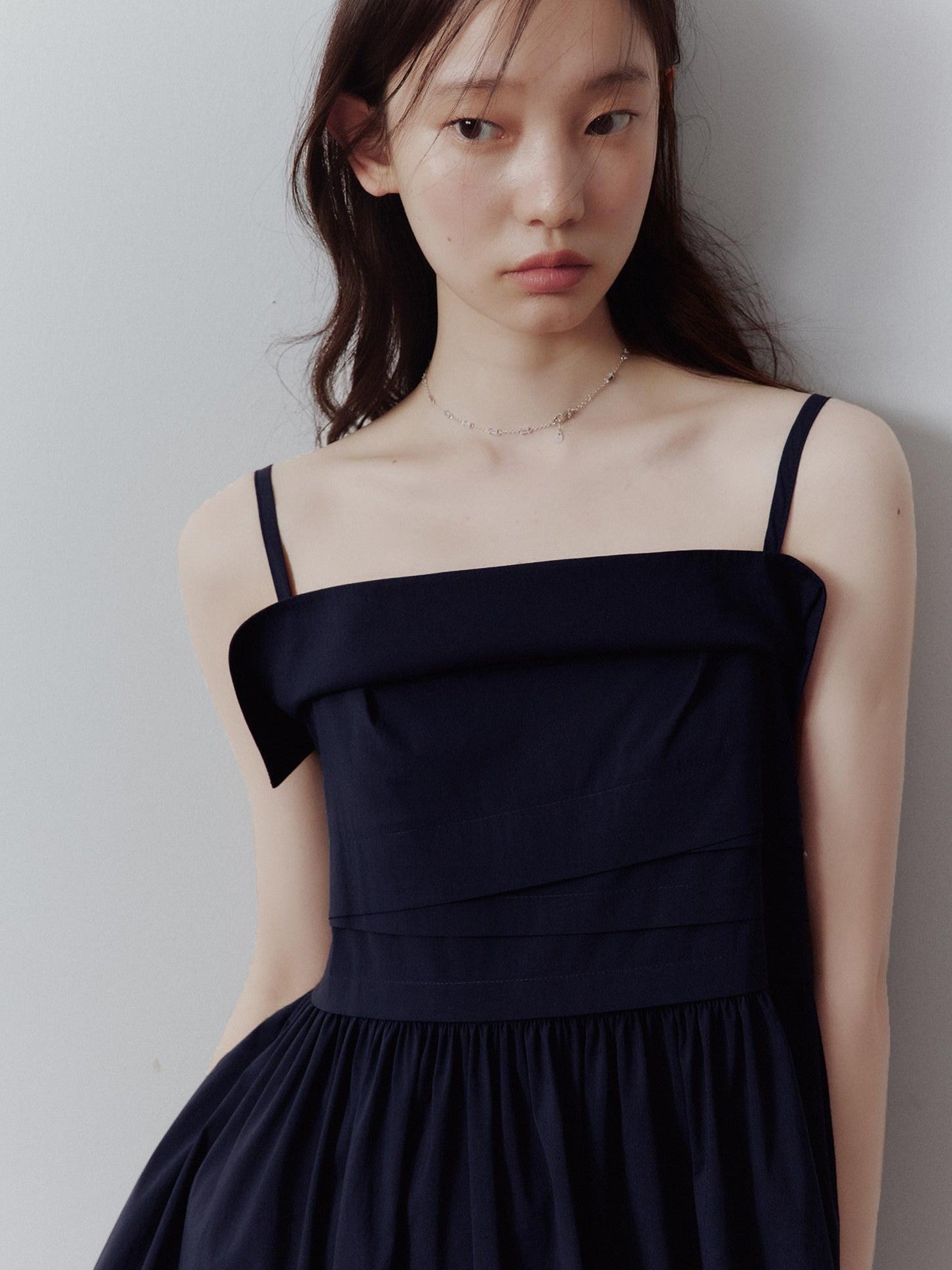 FUSSED Prussian Blue Layered Patchwork Irregular Pleated Women&