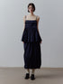 FUSSED Prussian Blue Layered Patchwork Irregular Pleated Zipper Women&