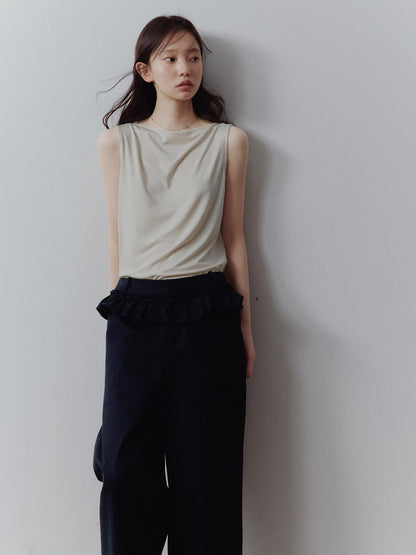 FUSSED Prussian Blue Layered Patchwork Low Waist Straight Leg Women&