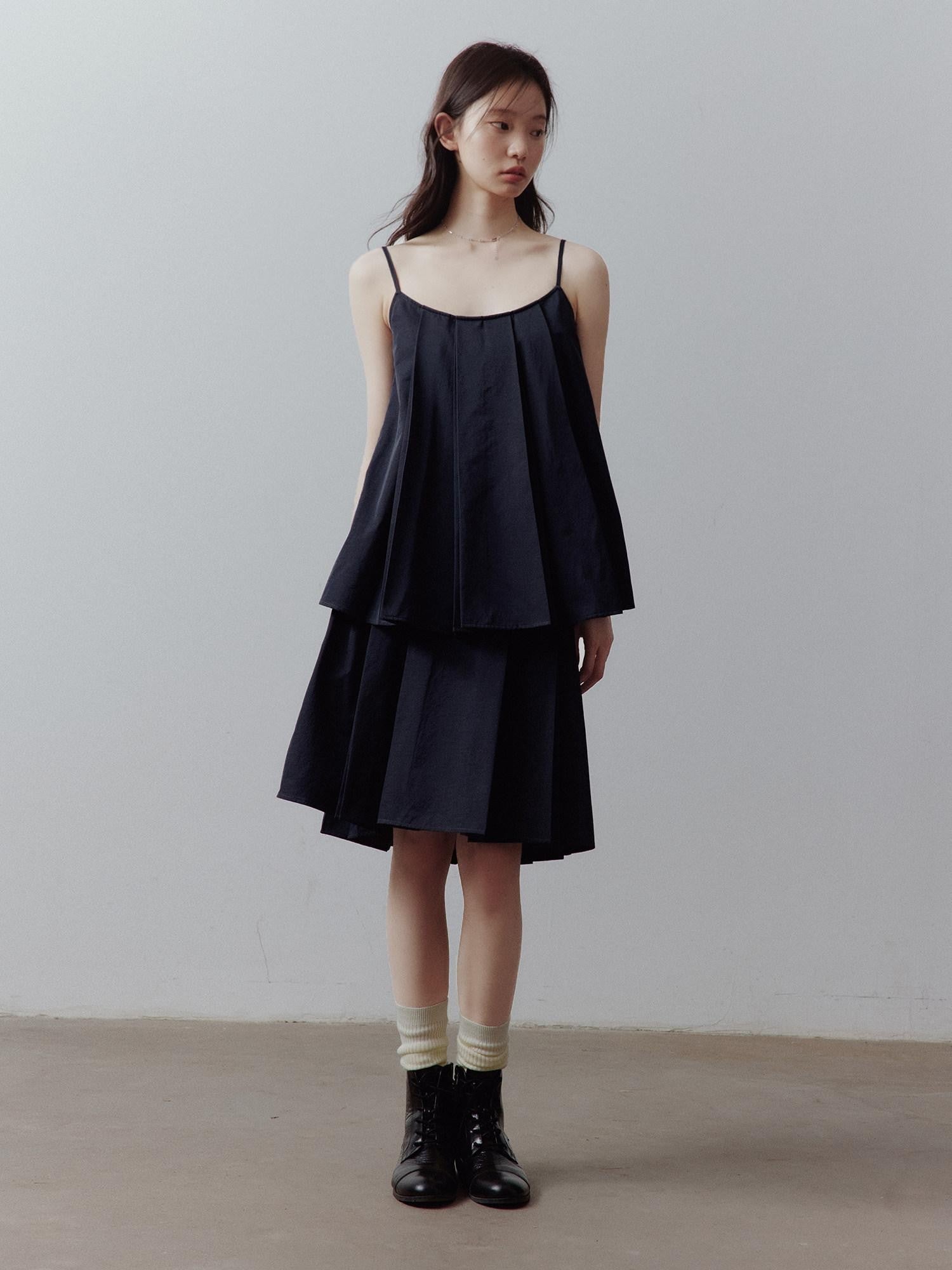 FUSSED Prussian Blue Pleated Patchwork Women&