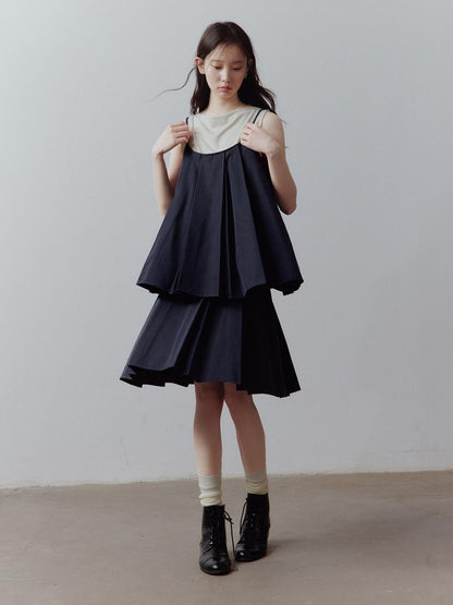 FUSSED Prussian Blue Pleated Patchwork Women&