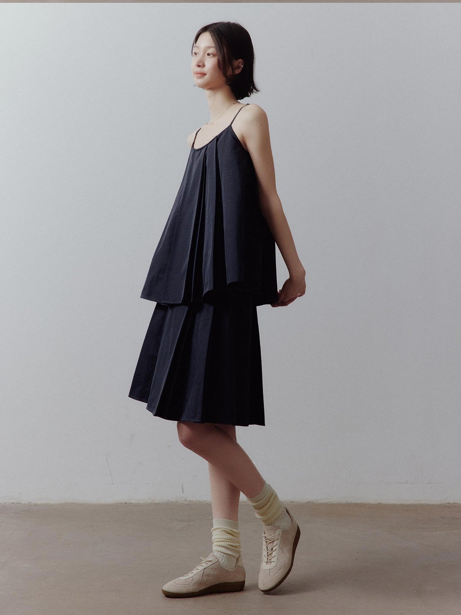 FUSSED Prussian Blue Pleated Patchwork Women&