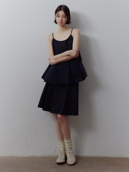 FUSSED Prussian Blue Pleated Patchwork Women&