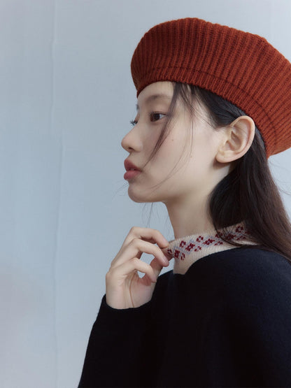 FUSSED Pure Black Fair Isle Lace Collar Heavy Patchwork Women&