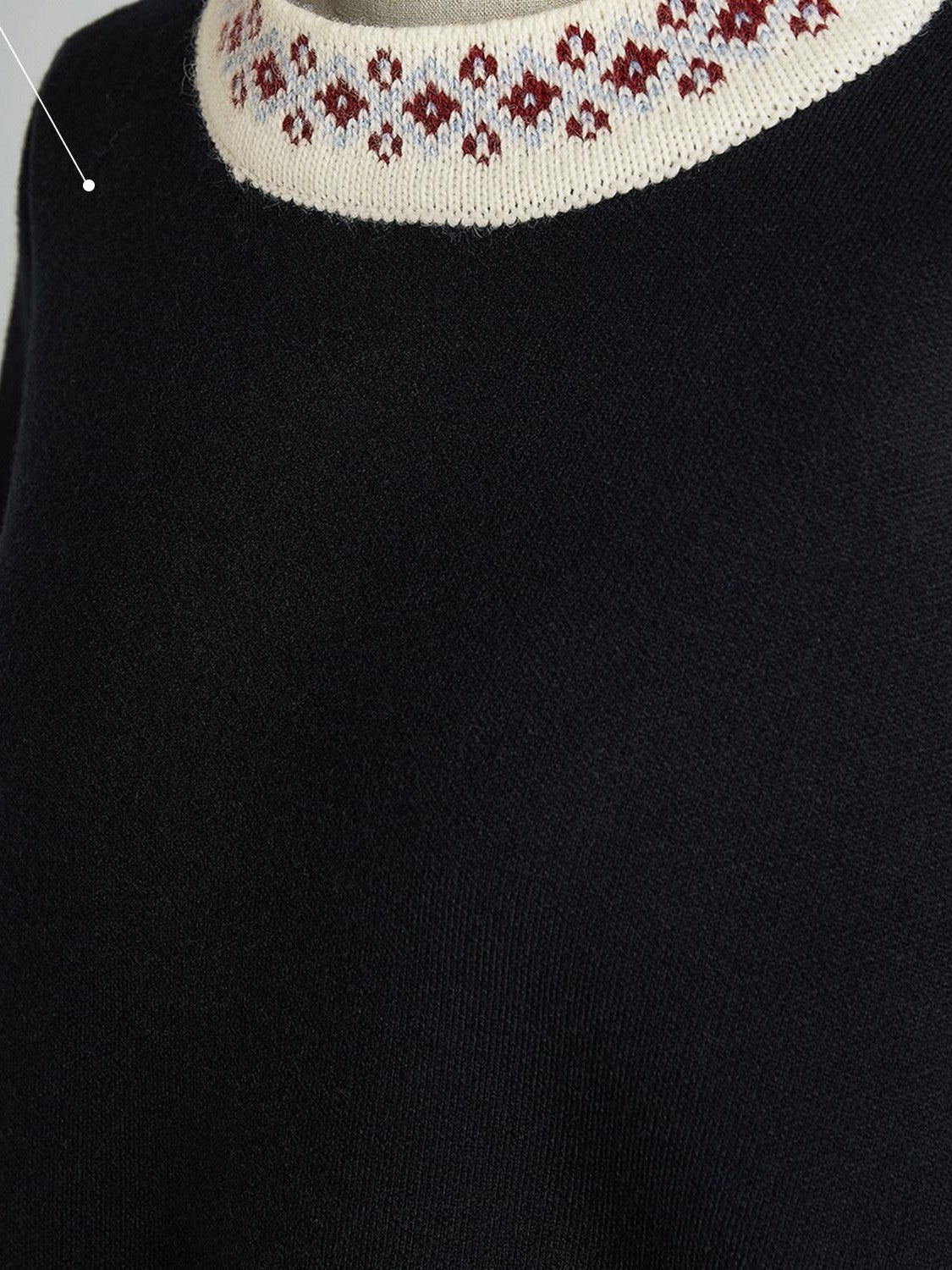 FUSSED Pure Black Fair Isle Lace Collar Heavy Patchwork Women&