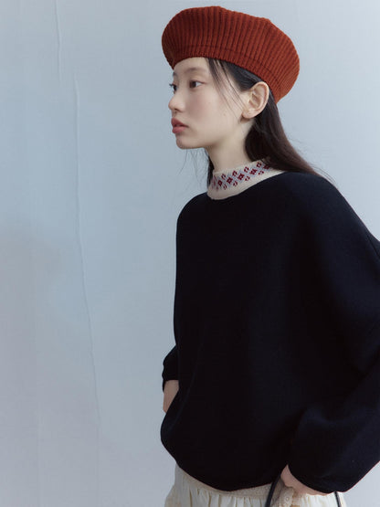 FUSSED Pure Black Fair Isle Lace Collar Heavy Patchwork Women&