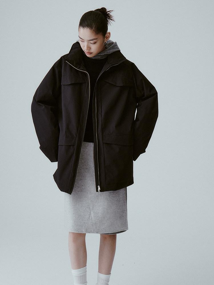 FUSSED Pure Black Minimal Deconstructed Waterproof Women&
