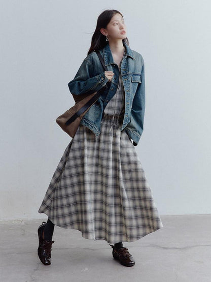 FUSSED Retro Blue Heavy Wash Metal Trim Oversized Women&