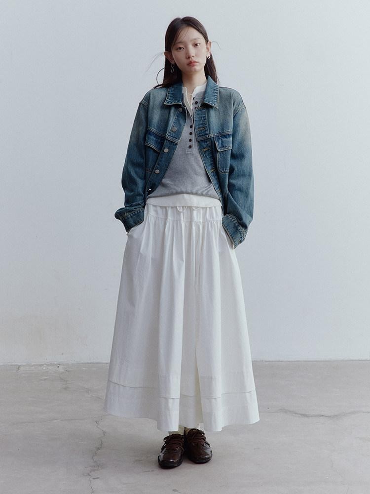 FUSSED Retro Blue Heavy Wash Metal Trim Oversized Women&