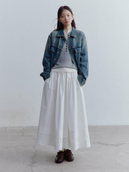 FUSSED Retro Blue Heavy Wash Metal Trim Oversized Women&