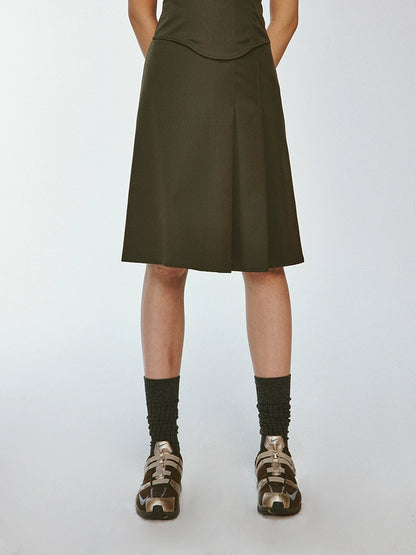FUSSED_Retro_Olive_Green_Plaid_Pleated_Skirt_MISSTT