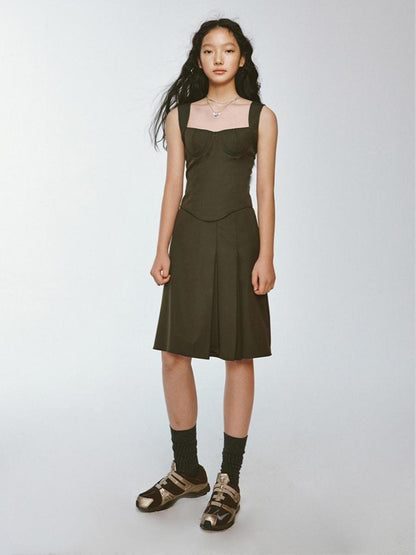 FUSSED Retro Olive Green Waist Cinching Blazer With Textured Stripe