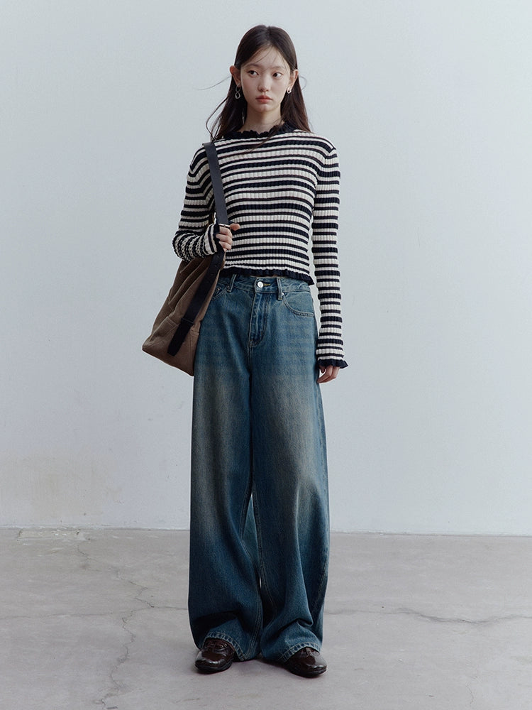 FUSSED_Ribbed_Leno_Blue_White_Stripe_Cool_Touch_Knit_Top_MISSTT