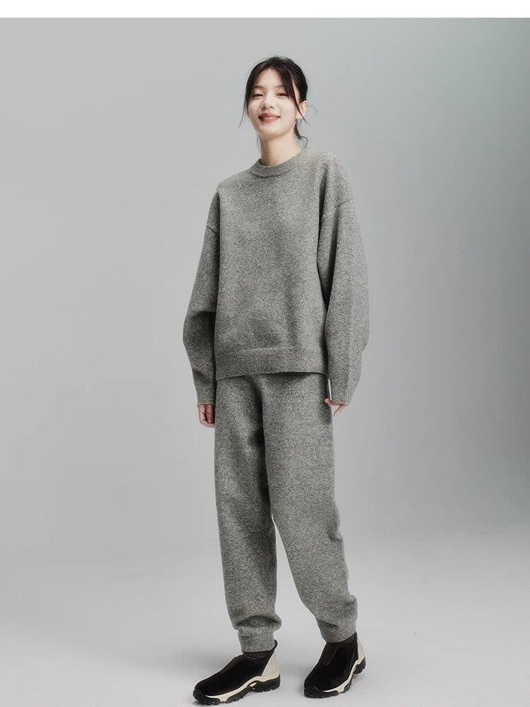 FUSSED Rock Gray Green Double Thread Knit Women&