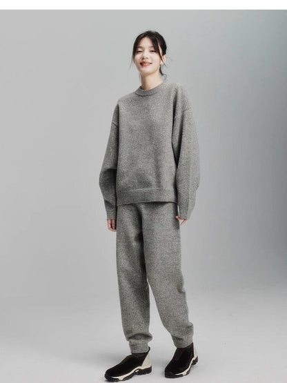 FUSSED Rock Gray Green Double Thread Knit Women&