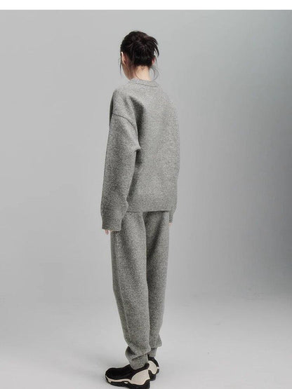 FUSSED Rock Gray Green Double Thread Knit Women&