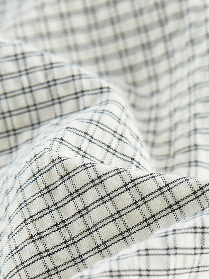 Rotating Waltz Pleated High Low Checkered Cotton Cake Skirt