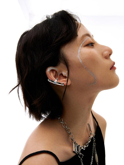 FUSSED Sailing In The Sea Of Stars B Grey Blue Sapphire Cross Ear Clip