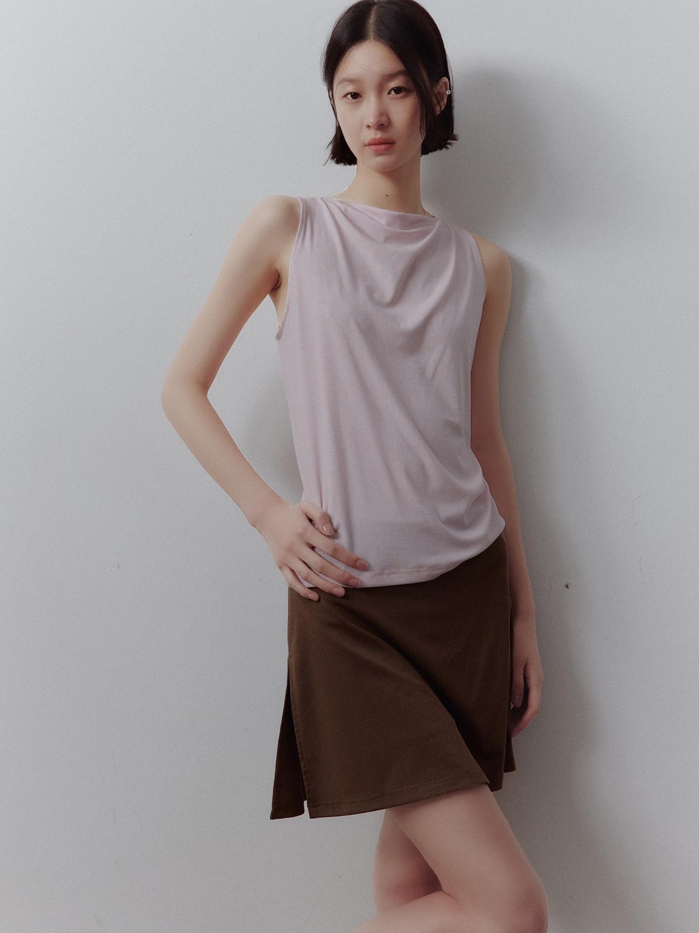 FUSSED Sakura Pink Faux Two Piece A Line Side Zipper Lined Women&