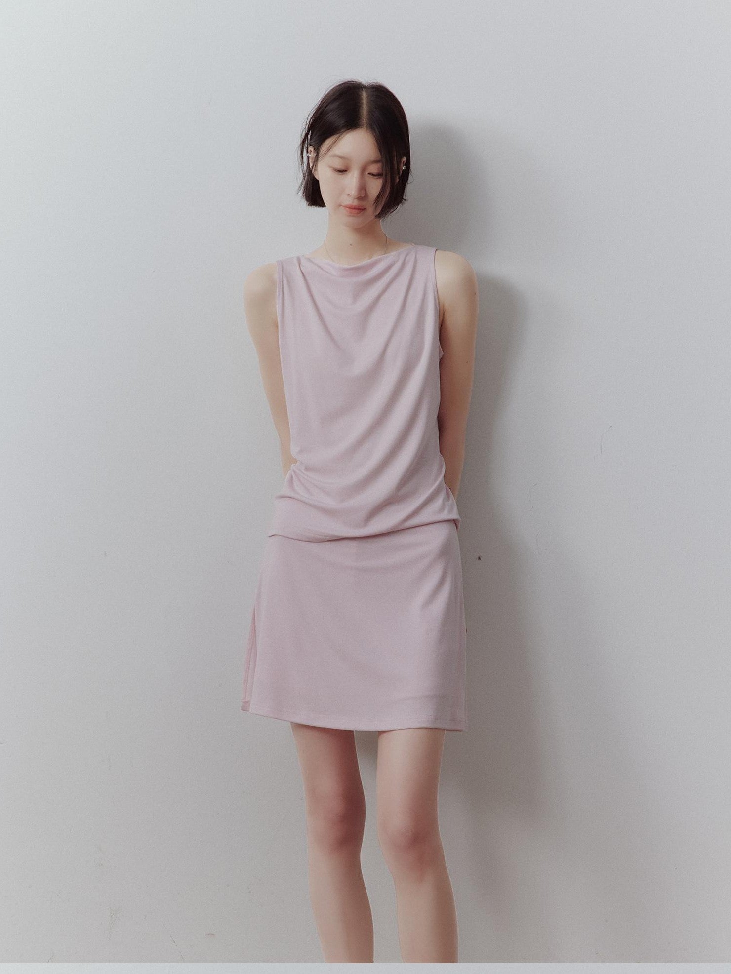 FUSSED Sakura Pink Faux Two Piece A Line Side Zipper Lined Women&