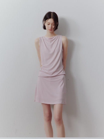 FUSSED Sakura Pink Faux Two Piece A Line Side Zipper Lined Women&