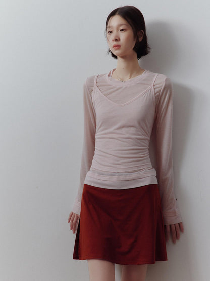 FUSSED Sakura Pink Faux Two Piece A Line Side Zipper Lined Women&