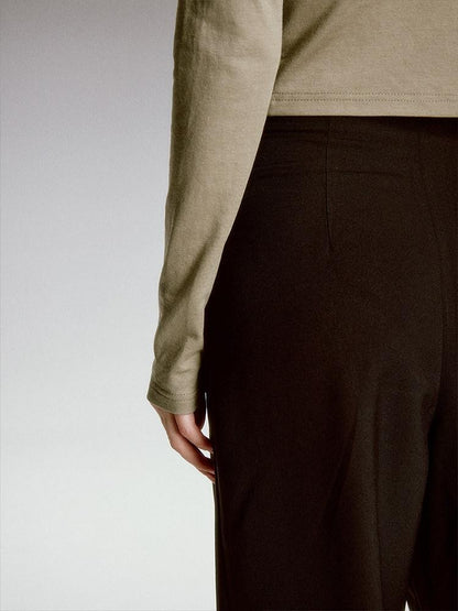 FUSSED Sandstone Black High Waist Double Pocket Minimal Drape Women&