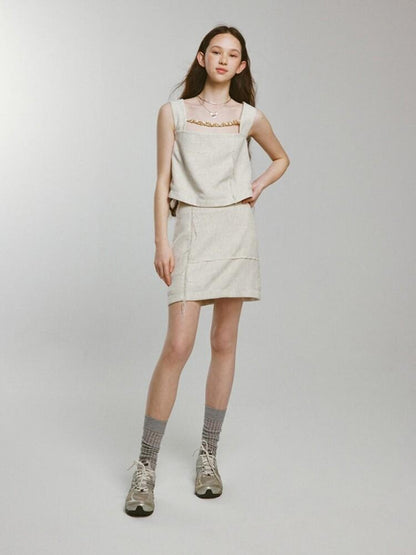 FUSSED Sandy Apricot Herringbone Zip Two Piece Camisole Women&