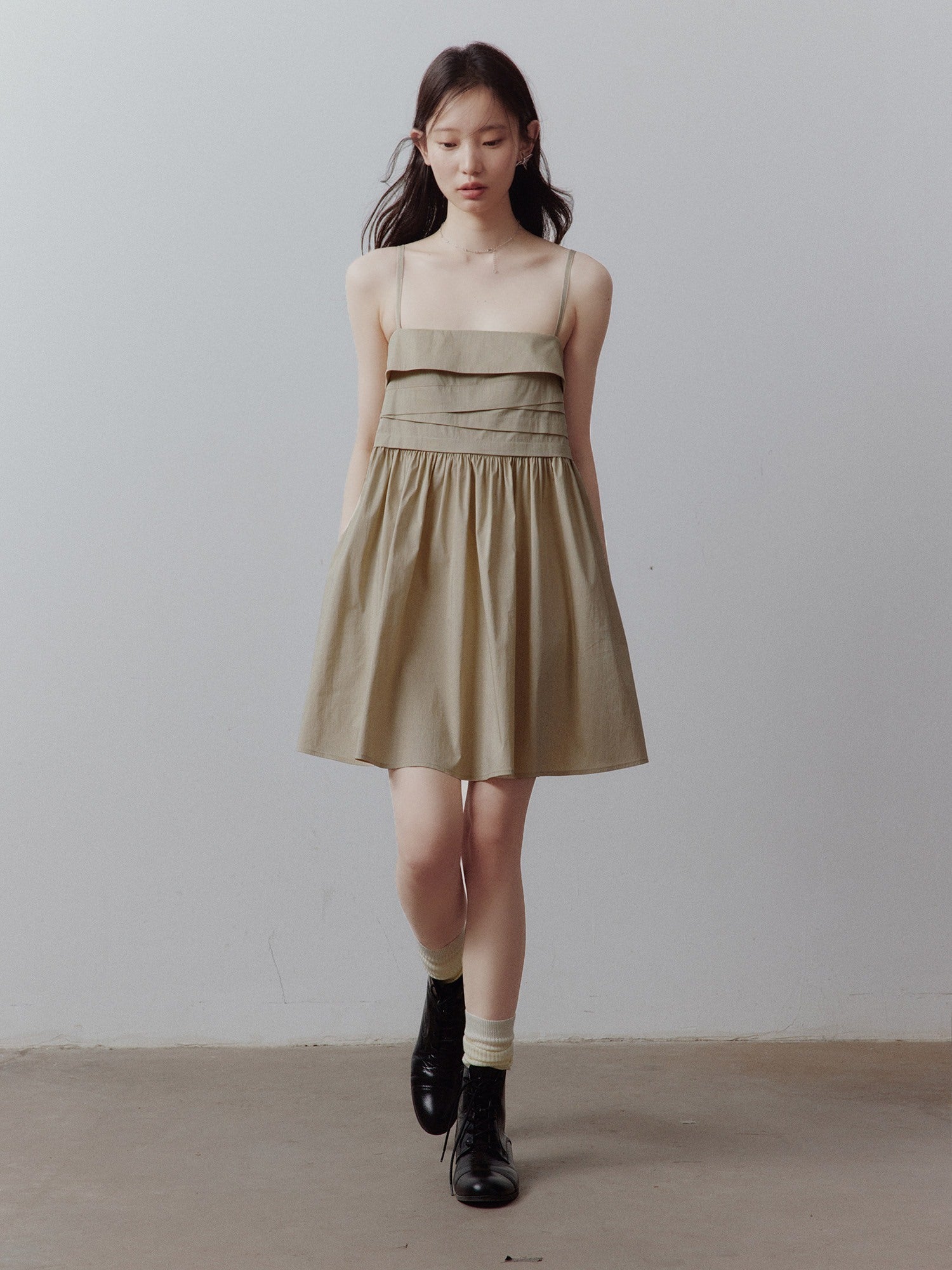 FUSSED Sandy Apricot Layered Patchwork Irregular Pleated Women&