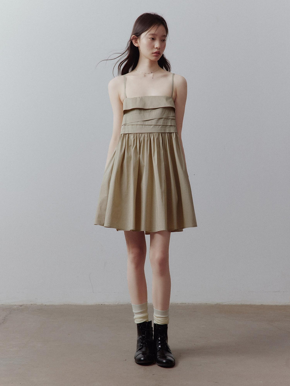 FUSSED Sandy Apricot Layered Patchwork Irregular Pleated Women&