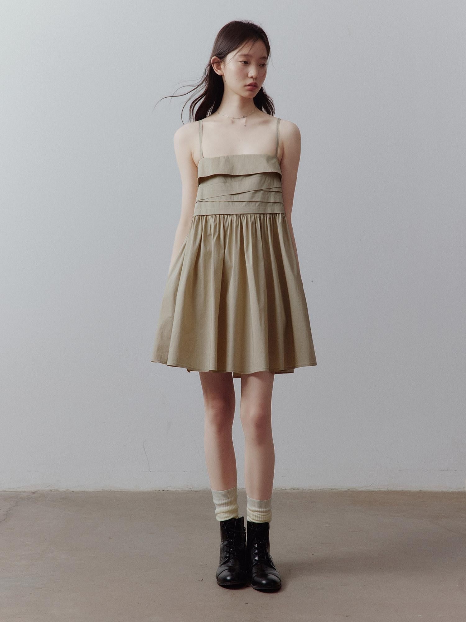 FUSSED Sandy Apricot Layered Patchwork Irregular Pleated Women&