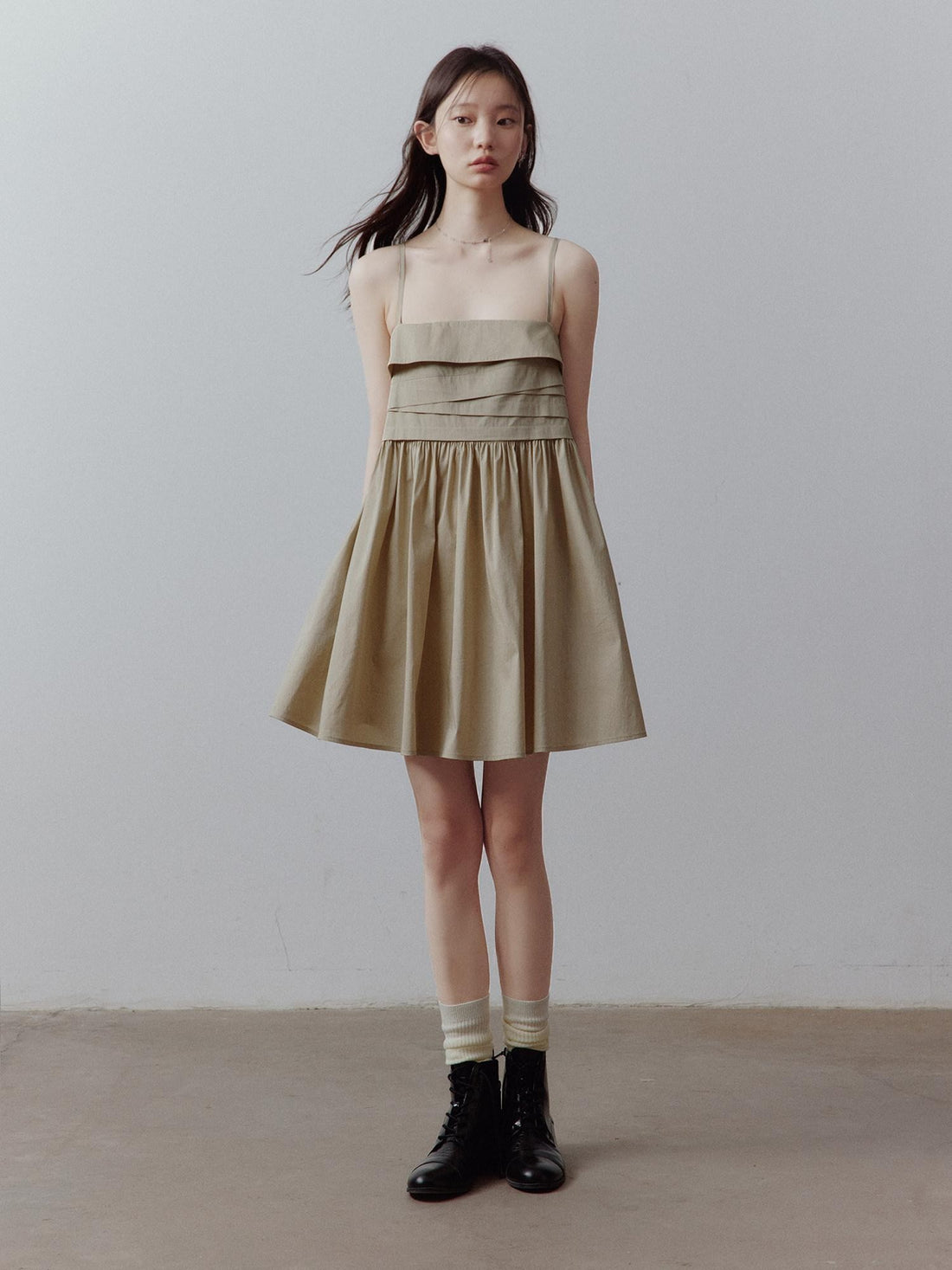 FUSSED Sandy Apricot Layered Patchwork Irregular Pleated Women&