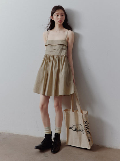 FUSSED Sandy Apricot Layered Patchwork Irregular Pleated Women&