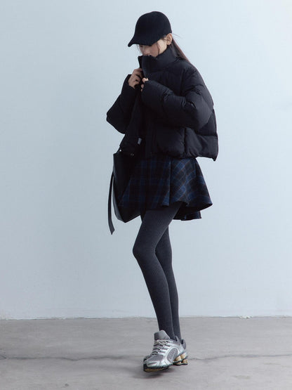 FUSSED Scottish Plaid Pleated Lined A Line Mid Waist Zip Pocket Preppy Citywalk Pants