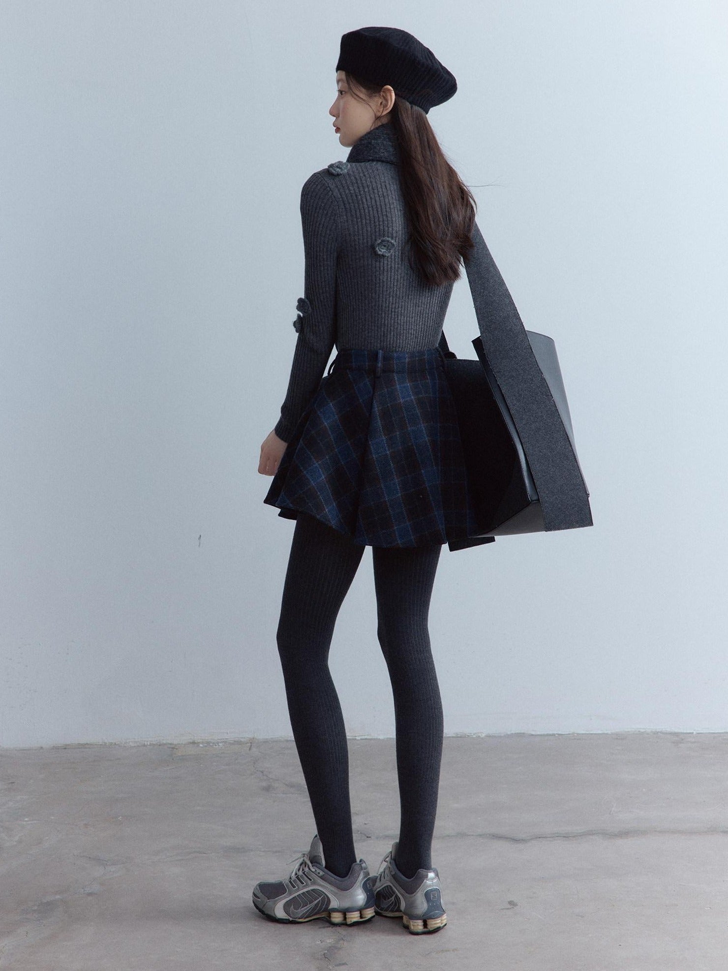 FUSSED Scottish Plaid Pleated Lined A Line Mid Waist Zip Pocket Preppy Citywalk Pants