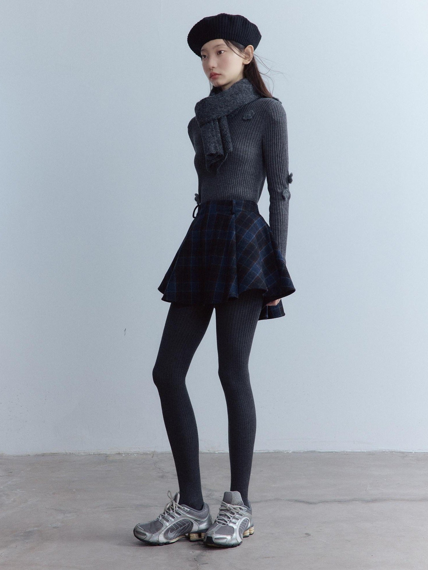 FUSSED Scottish Plaid Pleated Lined A Line Mid Waist Zip Pocket Preppy Citywalk Pants