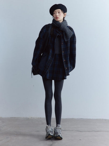 FUSSED Scottish Plaid Pleated Lined A Line Mid Waist Zip Pocket Preppy Citywalk Pants