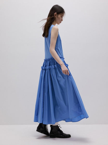 FUSSED Sea Salt Blue Layered Pleated A Line Women&