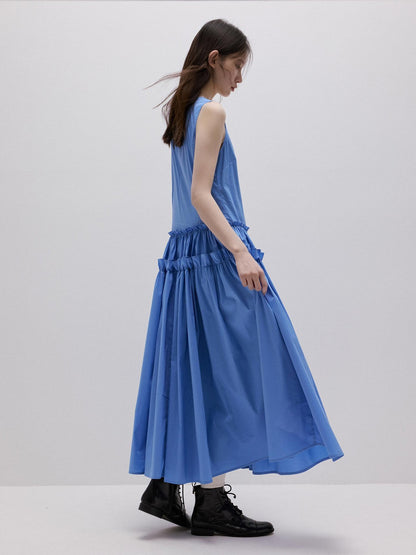 FUSSED Sea Salt Blue Layered Pleated A Line Women&