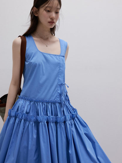 FUSSED Sea Salt Blue Layered Pleated A Line Women&